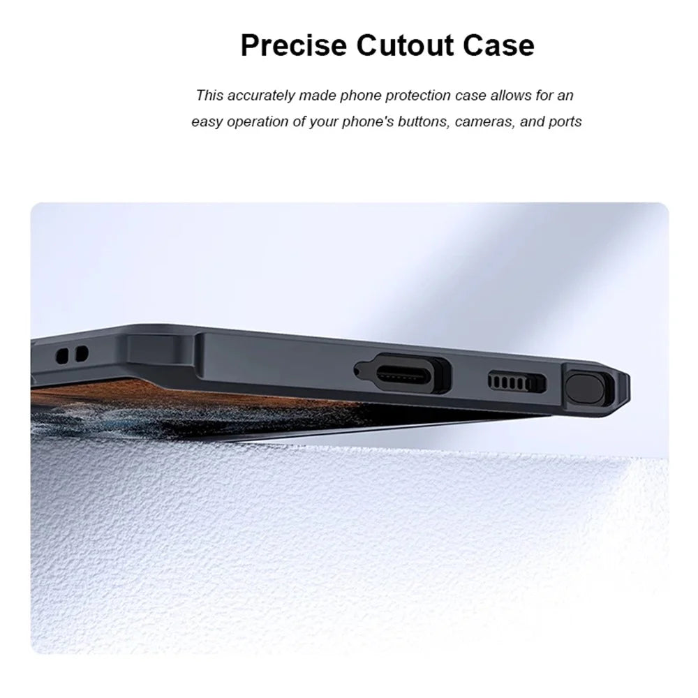 XUNDD for Samsung Galaxy S22 Ultra 5G Precise Cutouts Corner Anti-fall Protective Phone Case Acrylic Back + TPU Bumper Frame Phone Shell - 7