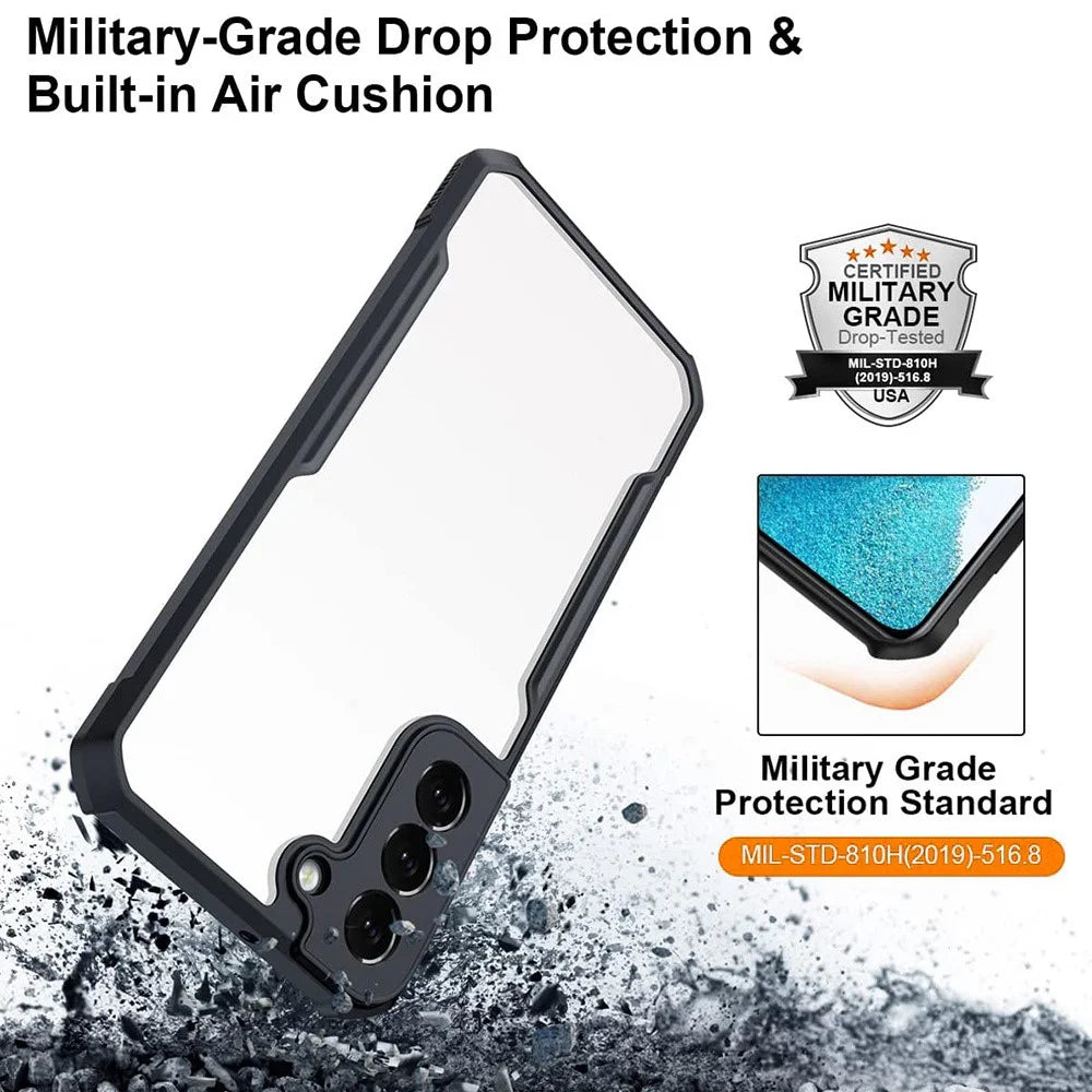 XUNDD for Samsung Galaxy S22 5G Corner Anti-fall Anti-scratch Phone Case Acrylic Back + TPU Bumper Frame Lens Protection Phone Cover - 6