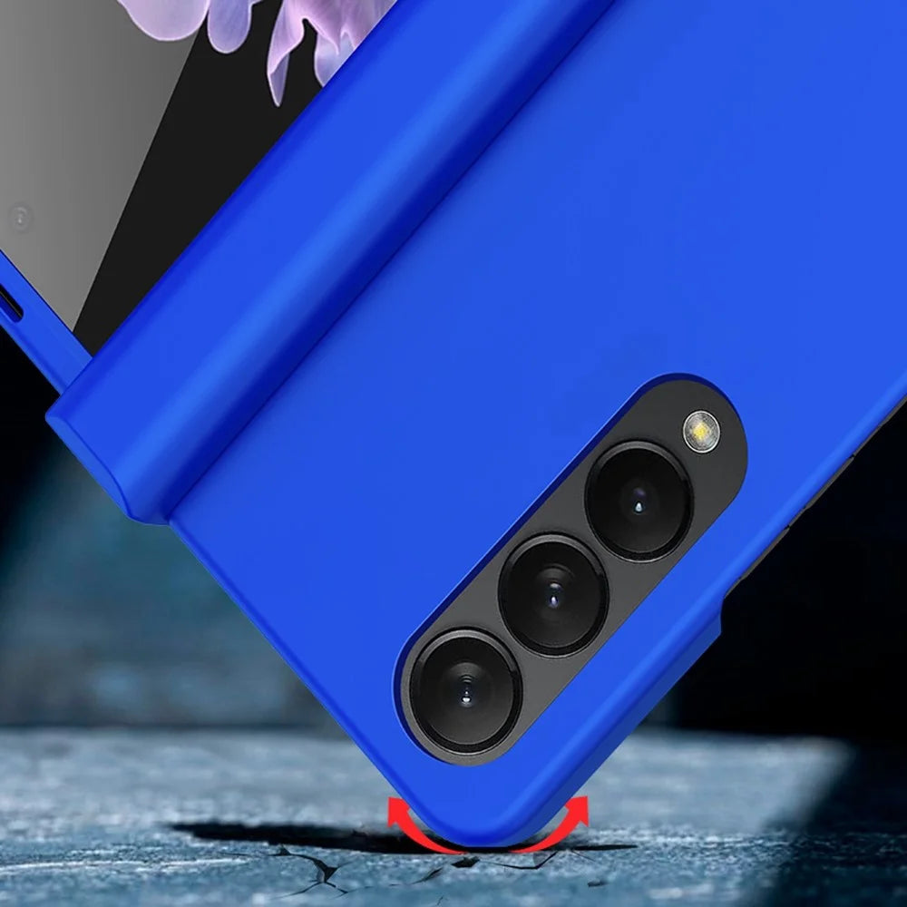 Drop-proof Phone Skin-touch Case for Samsung Galaxy Z Fold4 5G, Folding Hinge Protection Large Cutout Hard PC Back Cover - Black - 3