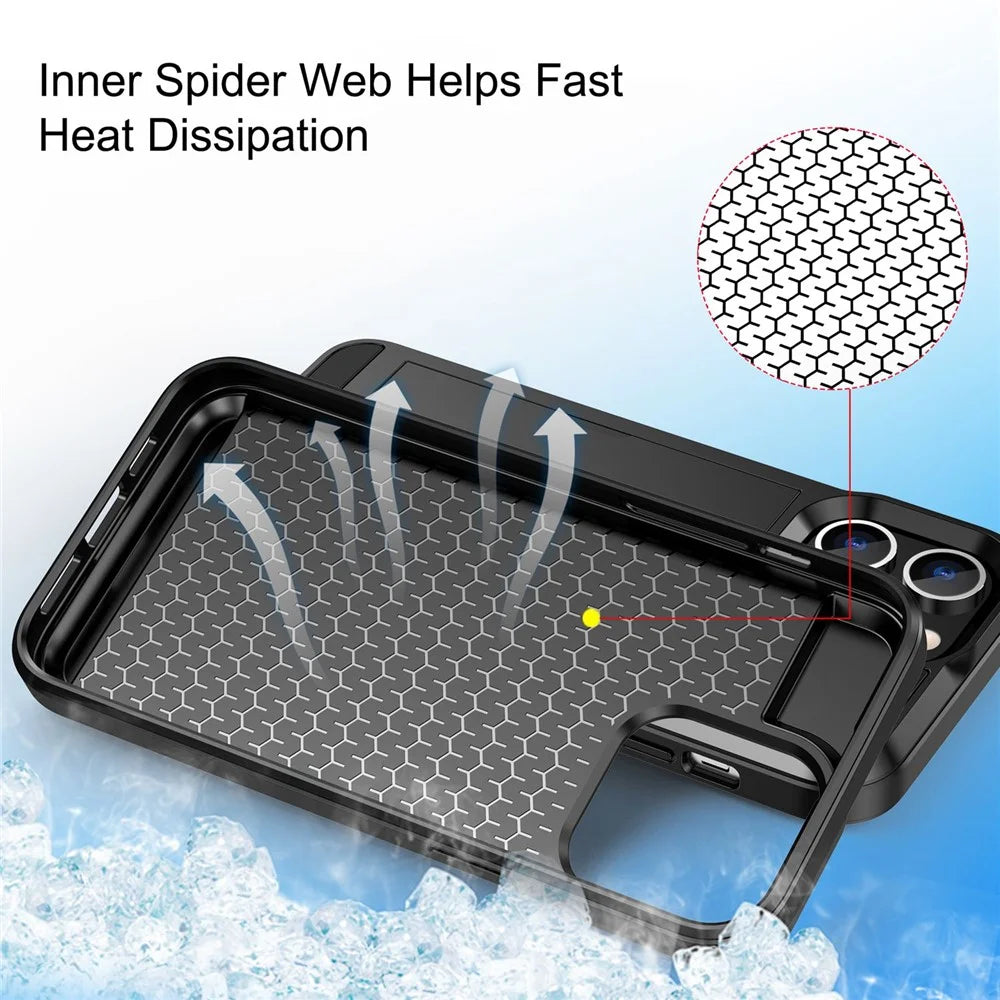 For iPhone 14 Pro Max 6.7 inch Anti-drop Phone Case with Sliding Cover Design Card Holder PC + TPU Hybrid Phone Shell - Black - 5