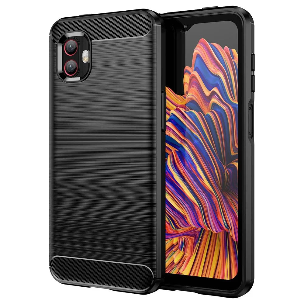 For Samsung Galaxy Xcover6 Pro 5G/Xcover Pro 2 5G Anti-drop TPU Phone Case Carbon Fiber Texture Brushed Surface Wear-resistant Cover - Black - 1