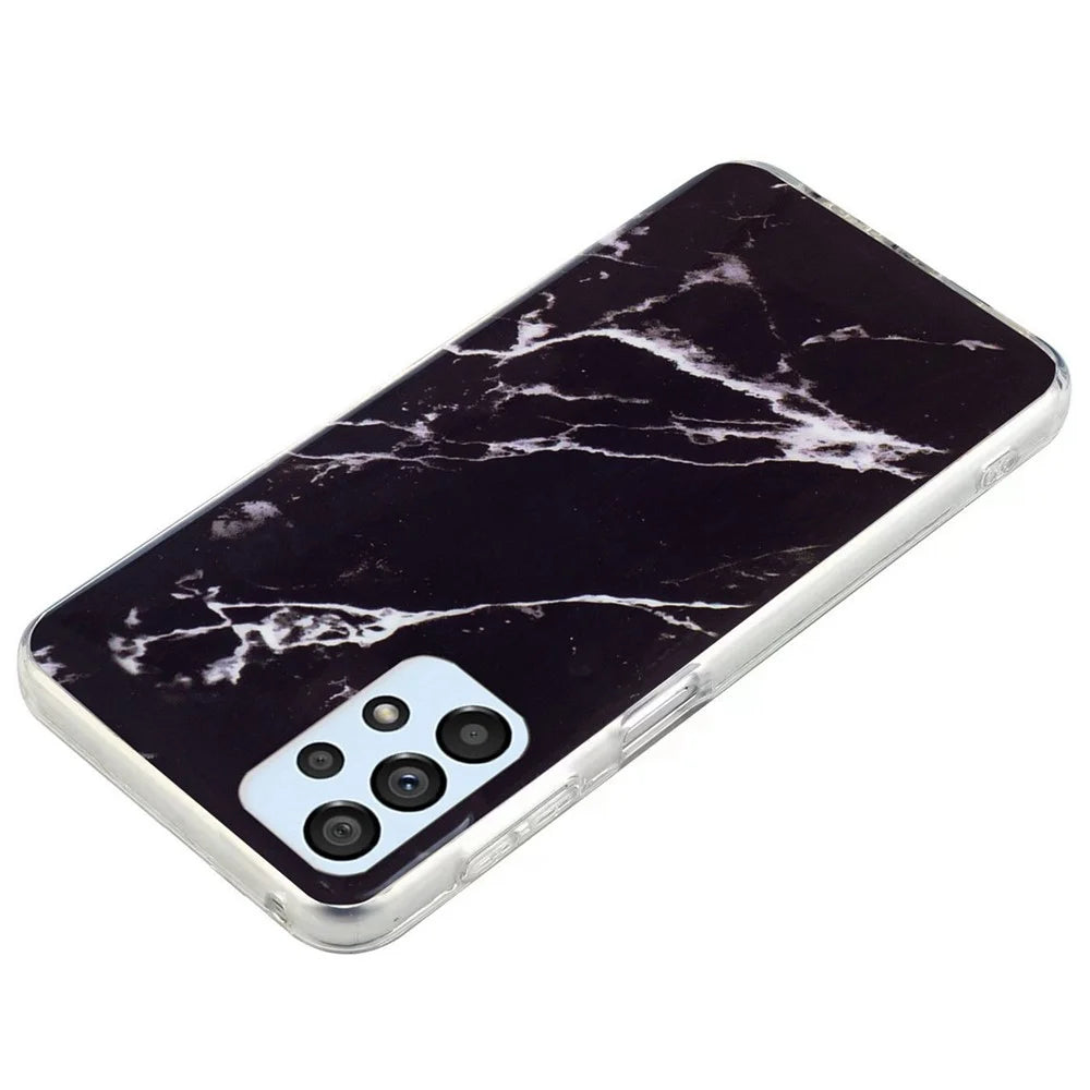 For Samsung Galaxy A52 4G/A52 5G/A52s 5G IMD TPU Phone Back Cover Drop-proof Marble Pattern Case - Black - 2