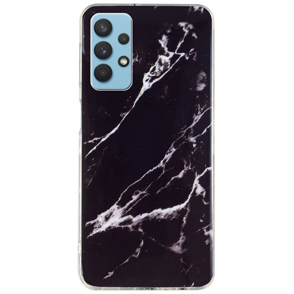 For Samsung Galaxy A32 4G (EU Version) IMD Marble Pattern Soft TPU Cover Drop-proof Slim Phone Case - Black - 1