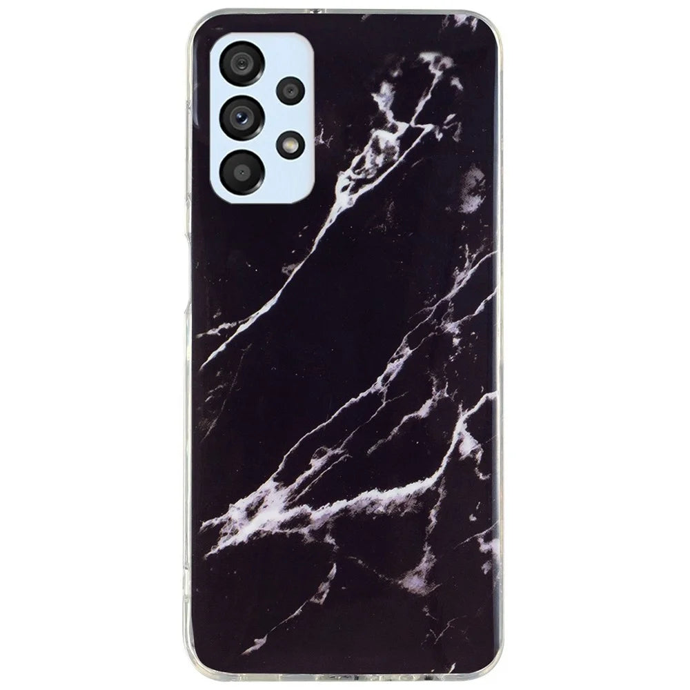 IMD Marble Pattern Case for Samsung Galaxy A53 5G, Shockproof Anti-scratch Cell Phone Cover - Black - 1