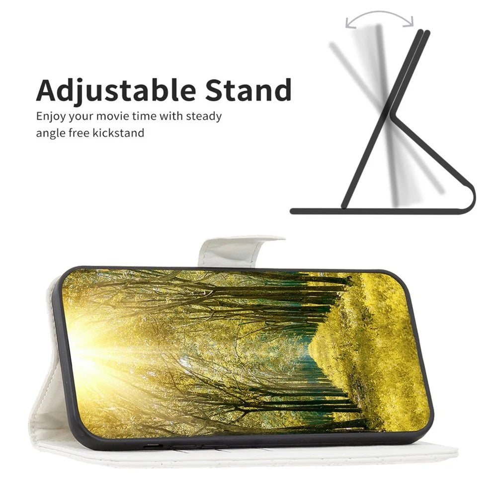 BINFEN COLOR For Samsung Galaxy A23 5G (Global Version) / 4G BF Style-14 Imprinted Rhombus Pattern Case Full Protection Stand Matte PU Leather Wallet Cover - White - 2