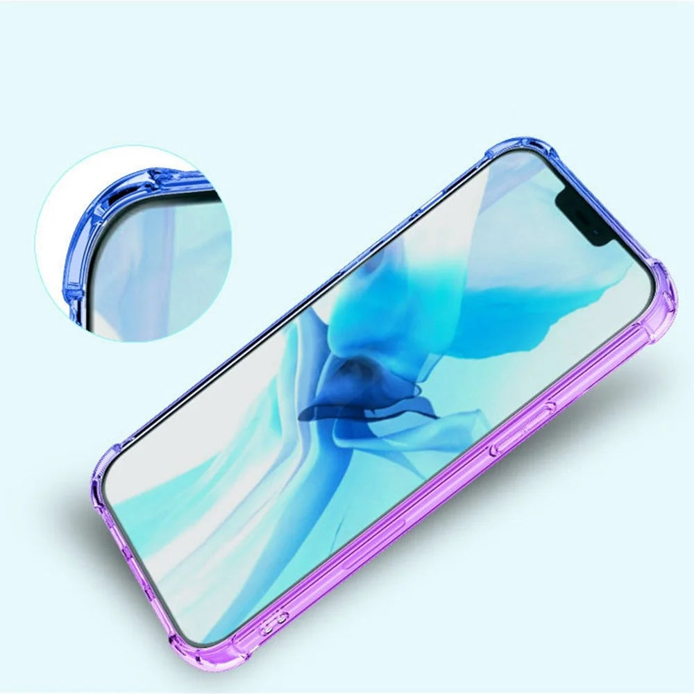For iPhone 14 Plus 6.7 inch Phone Case, Gradient Design TPU Soft Edge Bumper with Reinforced Corners Protective Cover - Pink / Purple - 2