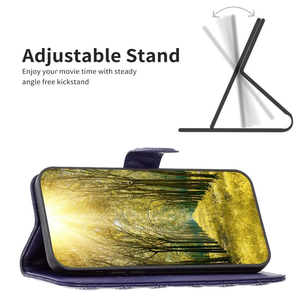 BINFEN COLOR For Samsung Galaxy S20 FE 4G / FE 5G / S20 Lite / S20 FE 2022 BF Style-14 Imprinted Rhombus Pattern PU Leather Wallet Cover Book Style Matte Phone Stand Case - Blue - 2