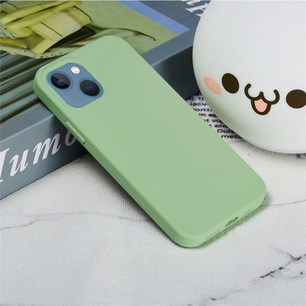 For iPhone 14 6.1 inch Silicone Phone Case Full Body Protetion Anti-Scratch Cell Phone Cover - Mint Green - 5