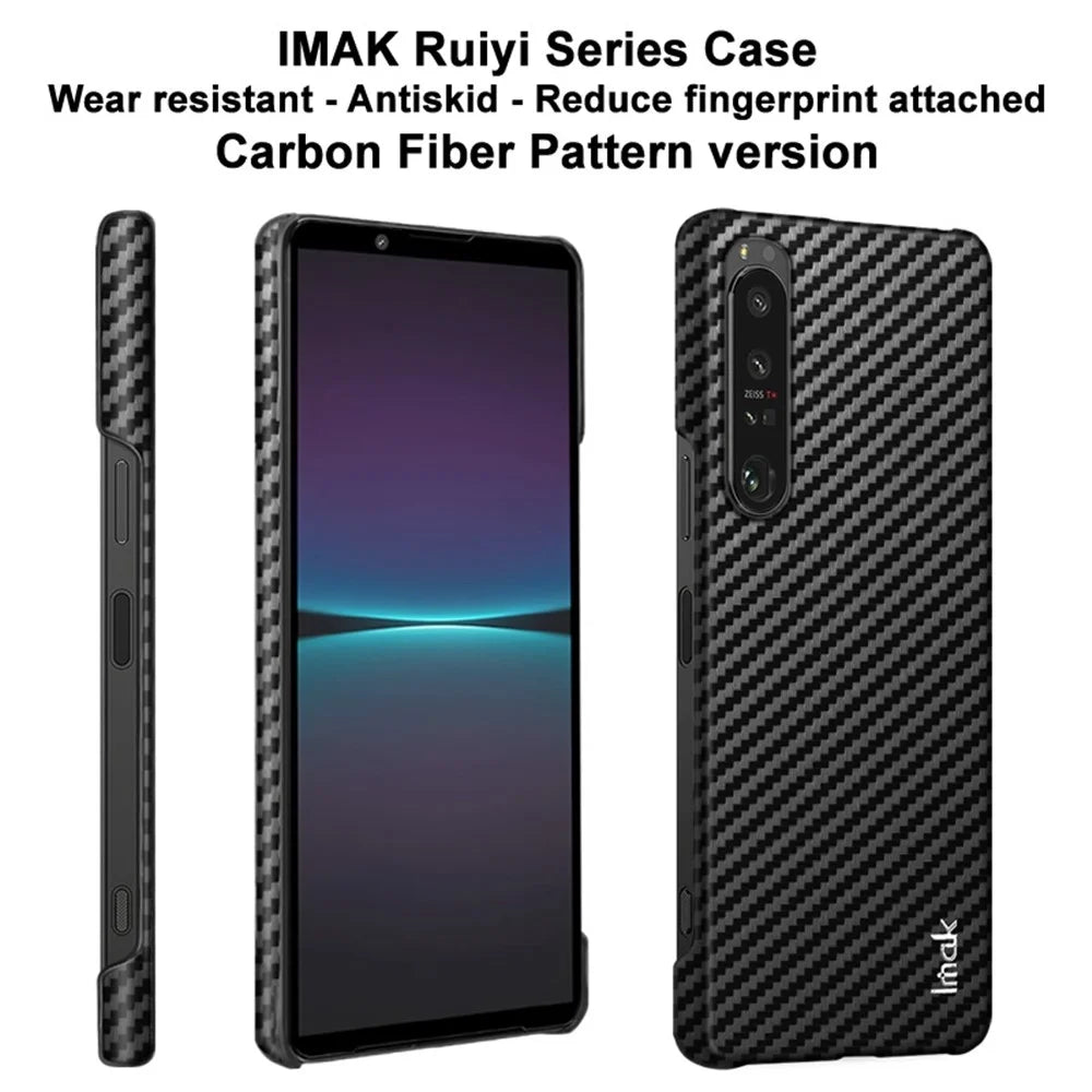 IMAK Ruiyi Series for Sony Xperia 1 IV 5G Carbon Fiber Texture Anti-fingerprint PC Hard Case Back Cover - 3