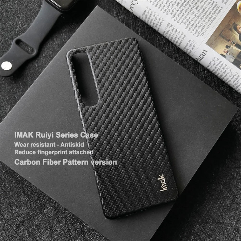 IMAK Ruiyi Series for Sony Xperia 1 IV 5G Carbon Fiber Texture Anti-fingerprint PC Hard Case Back Cover - 6
