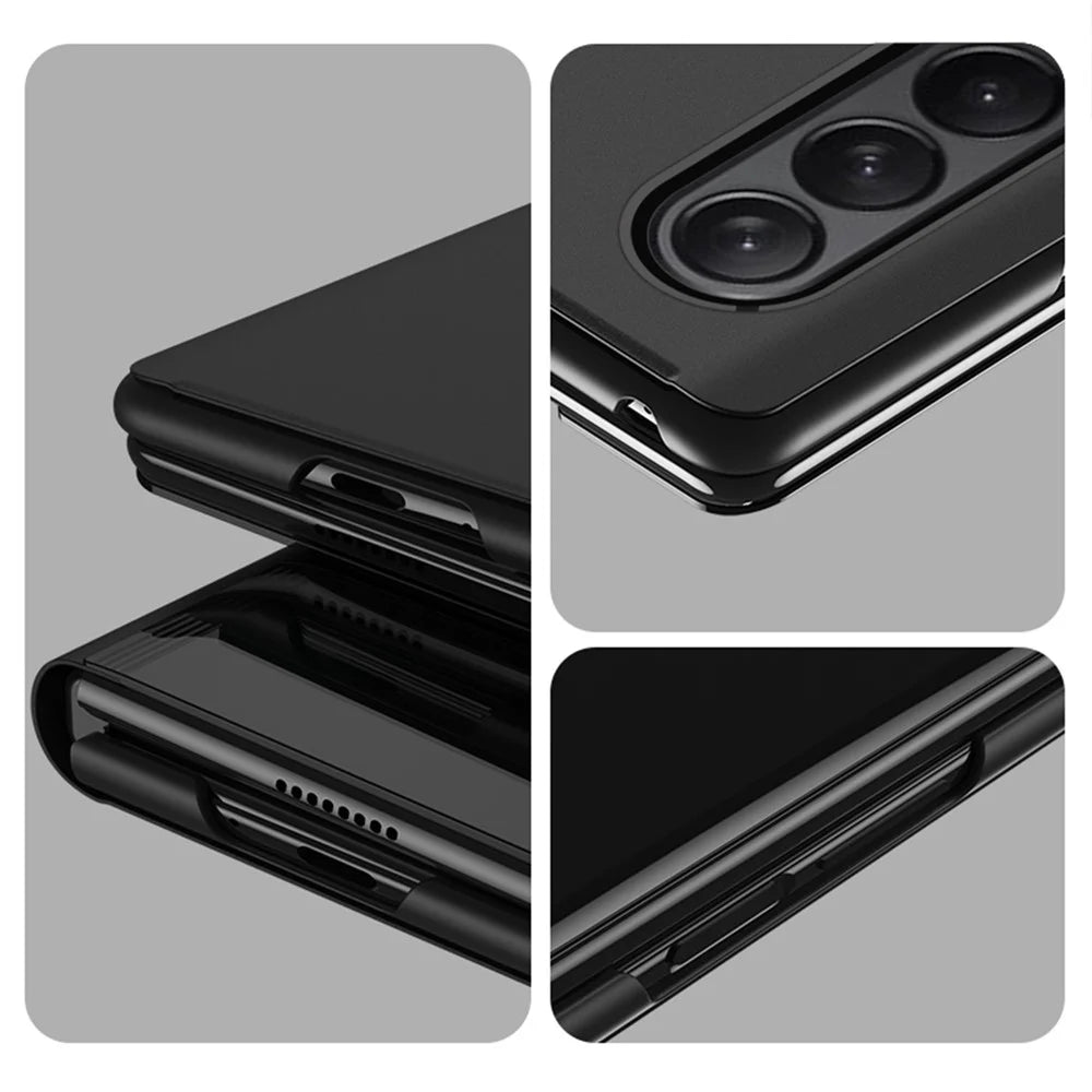 For Samsung Galaxy Z Fold4 5G Flip Leather Cover with Stand Full Body Protective Phone Case - Black - 6