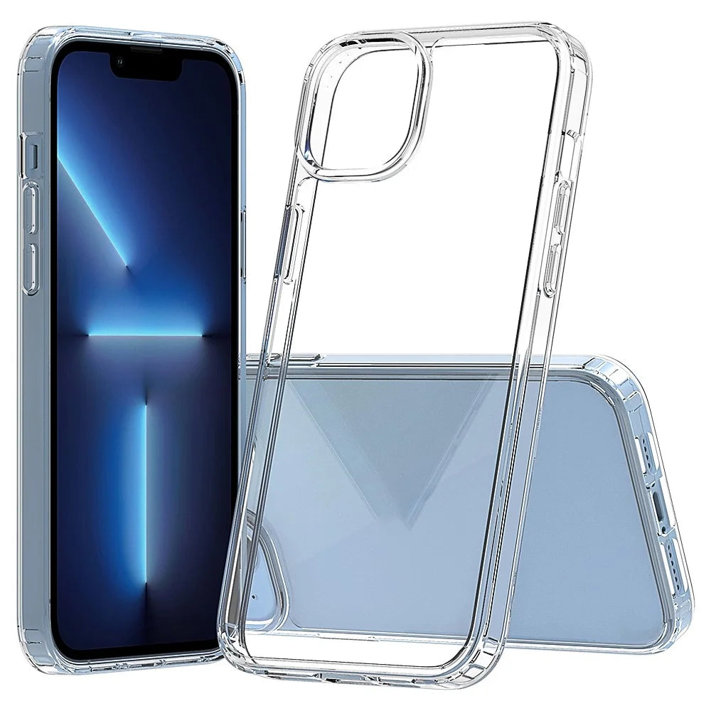 For iPhone 14 Plus 6.7 inch Transparent Anti-drop Phone Case Hard Acrylic + Soft TPU Hybrid Cover - Transparent - 1