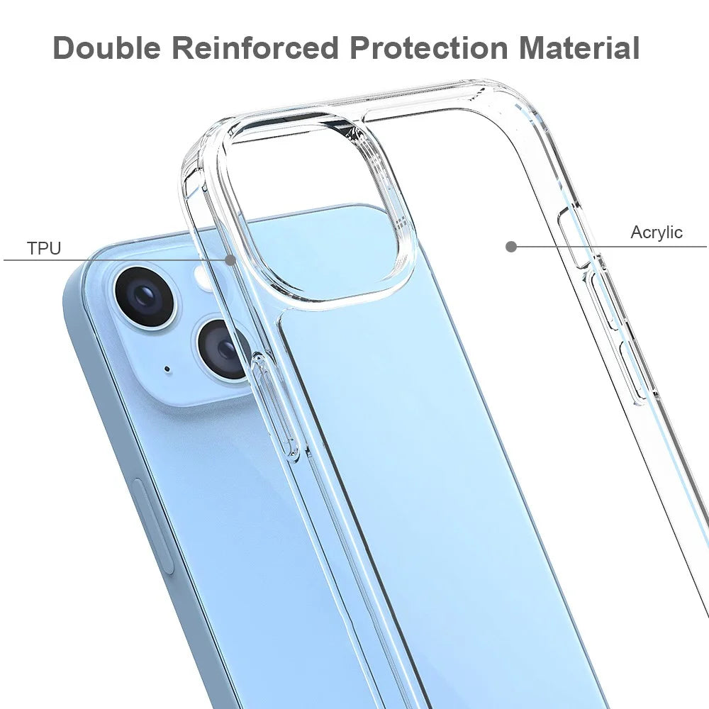 For iPhone 14 Plus 6.7 inch Transparent Anti-drop Phone Case Hard Acrylic + Soft TPU Hybrid Cover - Transparent - 2