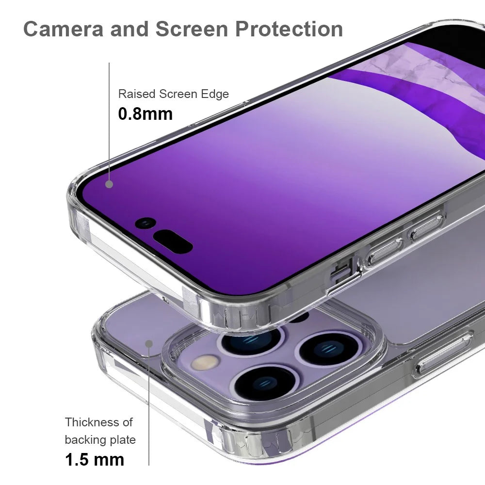 Crystal Clear Drop-proof Phone Case for iPhone 14 Pro 6.1 inch, Hybrid PC + TPU Protective Cover - Transparent - 2