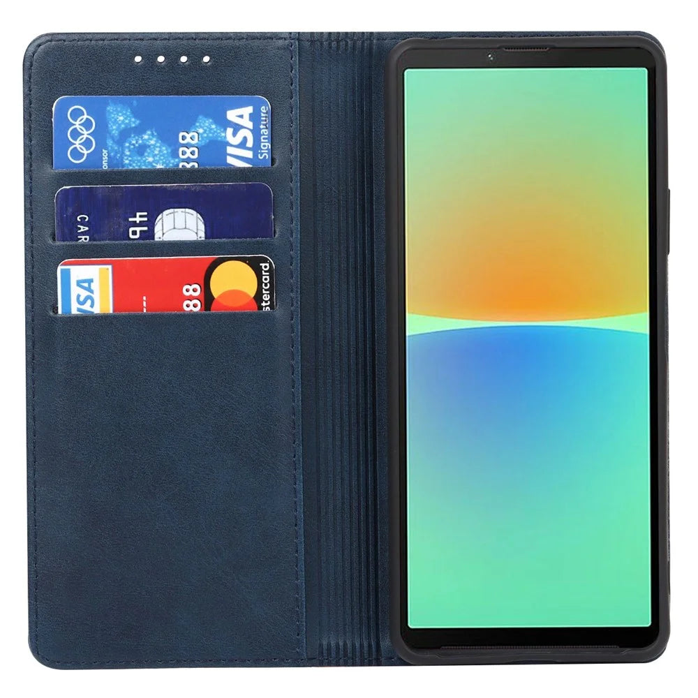 Bi-color Splicing Stand Wallet Case for Sony Xperia 10 IV 5G, PU Leather Phone Cover Inner TPU Shell - Blue / Yellow - 2