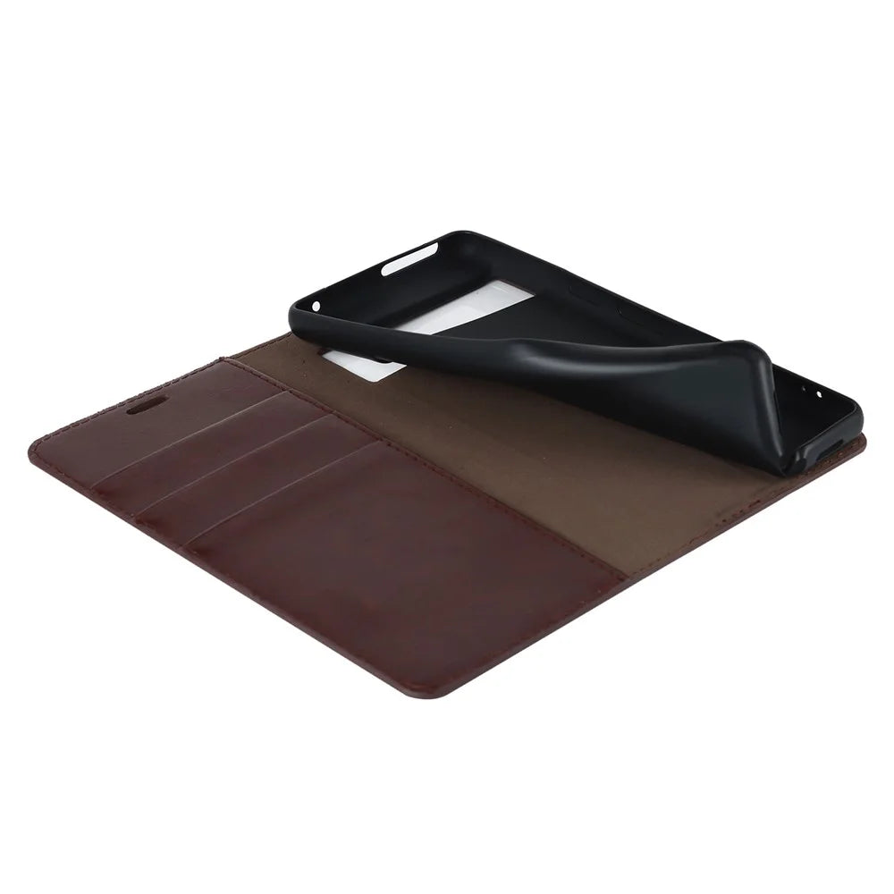 For Google Pixel 7 5G Cell Phone Case Crazy Horse Texture Wallet Stand Genuine Leather Flip Phone Cover - Dark Brown - 5