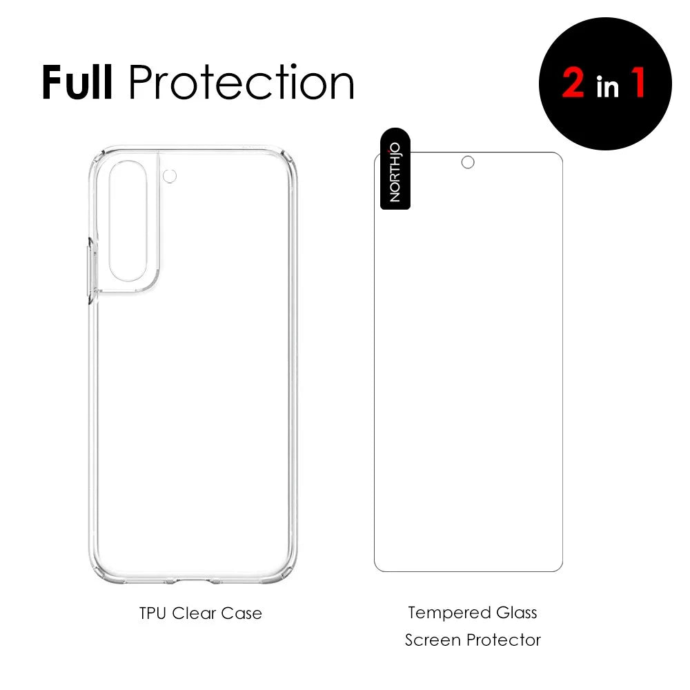NORTHJO For Samsung Galaxy S21 FE 5G Flexible TPU Protective Phone Case with Tempered Glass Screen Protector - 4