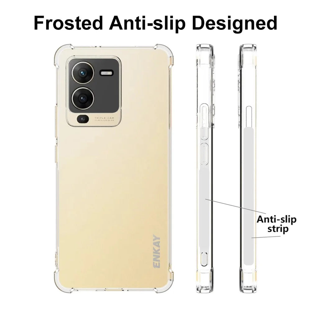 ENKAY HAT PRINCE For vivo S15 5G Thickened Corners Soft TPU Phone Cover Anti-slip Strip Edge Design Transparent Drop-proof Case - 4