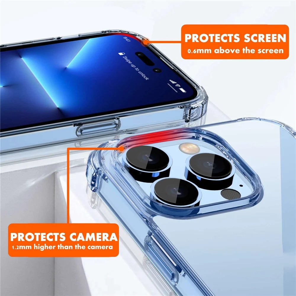 IPAKY Clear Phone Case For iPhone 14 Pro 6.1 inch Shockproof Back Cover Anti-wear Hard PC TPU Frame Protective Shell - 5
