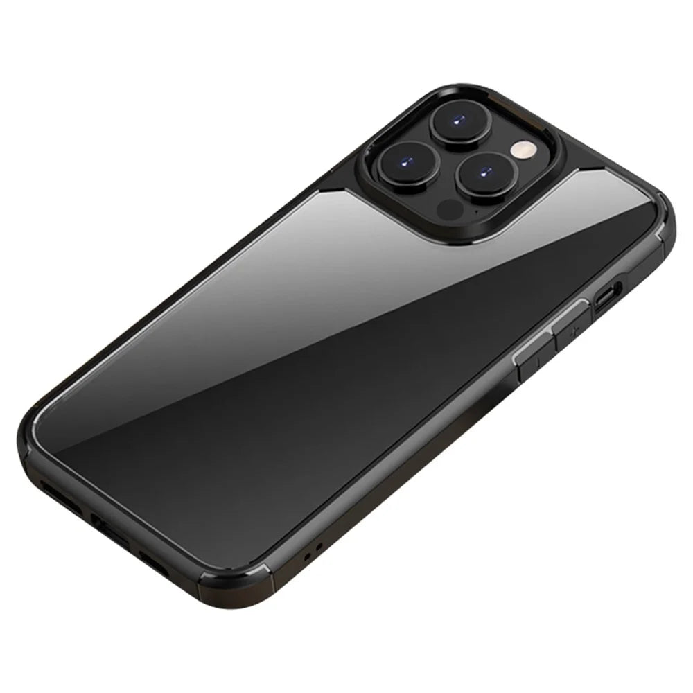 IPAKY Anti-scratch Phone Case for iPhone 14 Pro 6.1 inch, Drop-proof Solid Acrylic + TPU Back Cover with Airbag Protection Support Wireless Charging - Black - 1