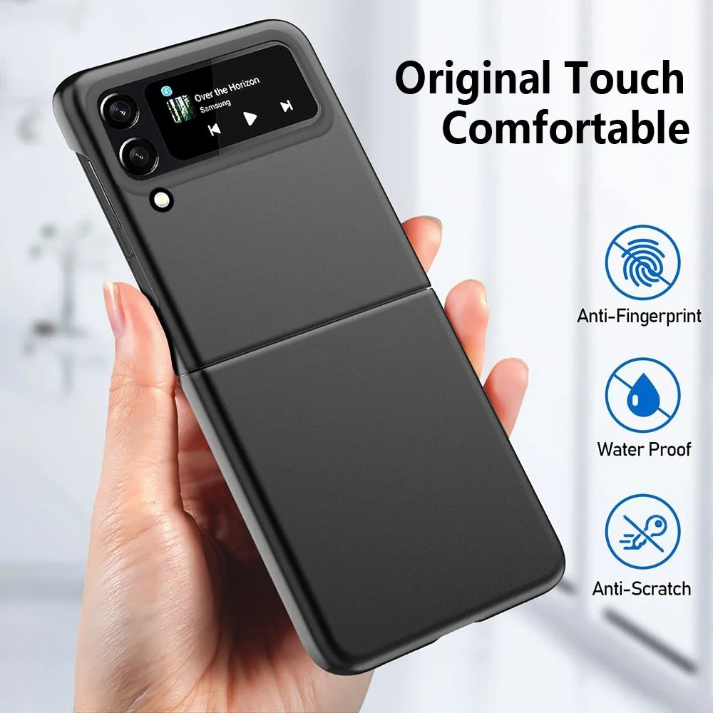 For Samsung Galaxy Z Flip4 5G Hard PC Phone Case Rubberized Anti-fingerprint Anti-scratch Flipping Cover - Black - 4