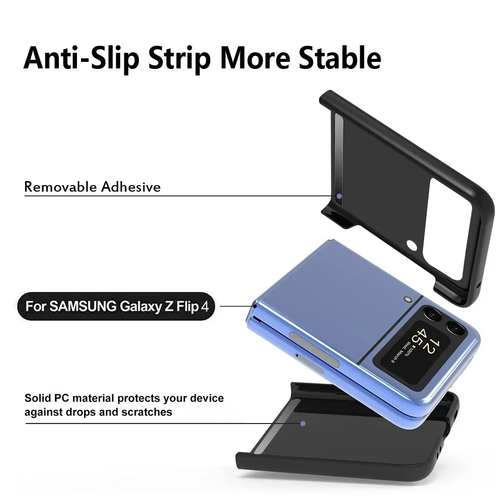 For Samsung Galaxy Z Flip4 5G Hard PC Phone Case Rubberized Anti-fingerprint Anti-scratch Flipping Cover - Black - 6