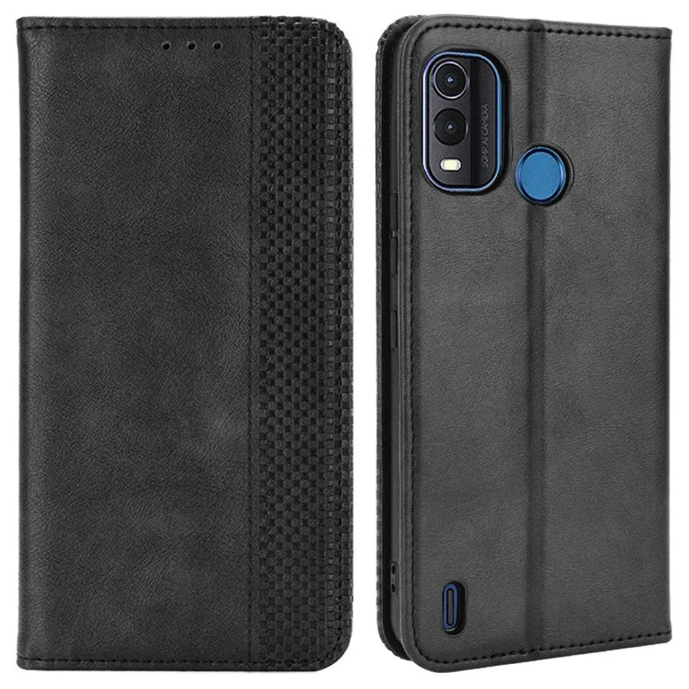 For Nokia G11 Plus 4G Auto Closing Magnetic Retro PU Leather Wallet Case Stand Function Phone Shell Cover - Black - 1