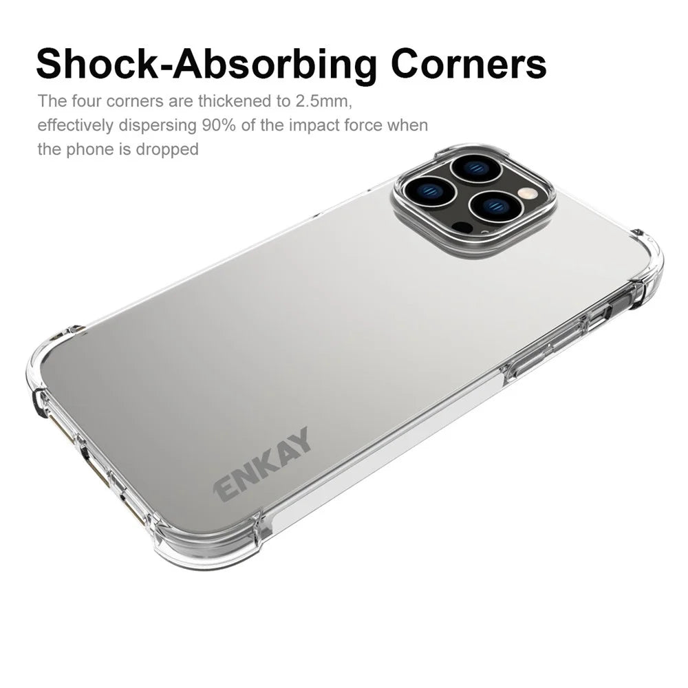 ENKAY HAT PRINCE For iPhone 14 Pro 6.1 inch Anti-fall Crystal Clear Phone Case with Shock-Absorbing Corners Anti-slip Strip Edge Protective TPU Back Cover - 2