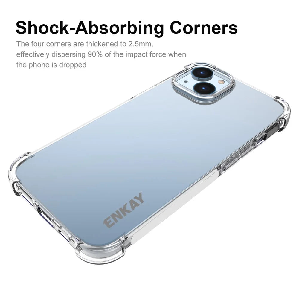 ENKAY HAT PRINCE For iPhone 14 Plus 6.7 inch Shockproof Thickened Corners TPU Phone Case Anti-slip Strip Edge Transparent Back Cover - 2