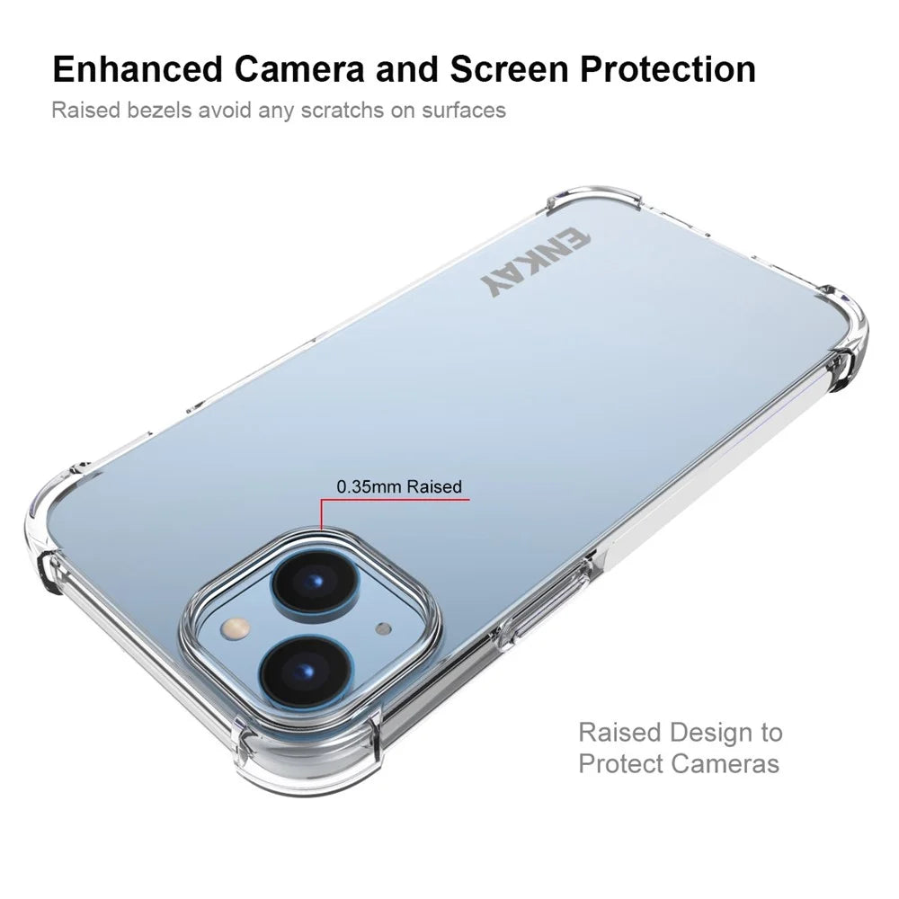 ENKAY HAT PRINCE For iPhone 14 Plus 6.7 inch Shockproof Thickened Corners TPU Phone Case Anti-slip Strip Edge Transparent Back Cover - 3