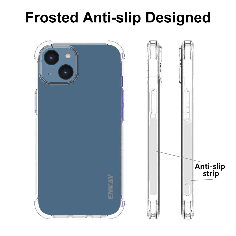 ENKAY HAT PRINCE For iPhone 14 Plus 6.7 inch Shockproof Thickened Corners TPU Phone Case Anti-slip Strip Edge Transparent Back Cover - 4