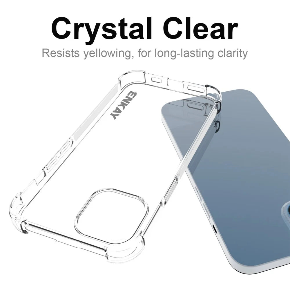 ENKAY HAT PRINCE For iPhone 14 Plus 6.7 inch Shockproof Thickened Corners TPU Phone Case Anti-slip Strip Edge Transparent Back Cover - 5