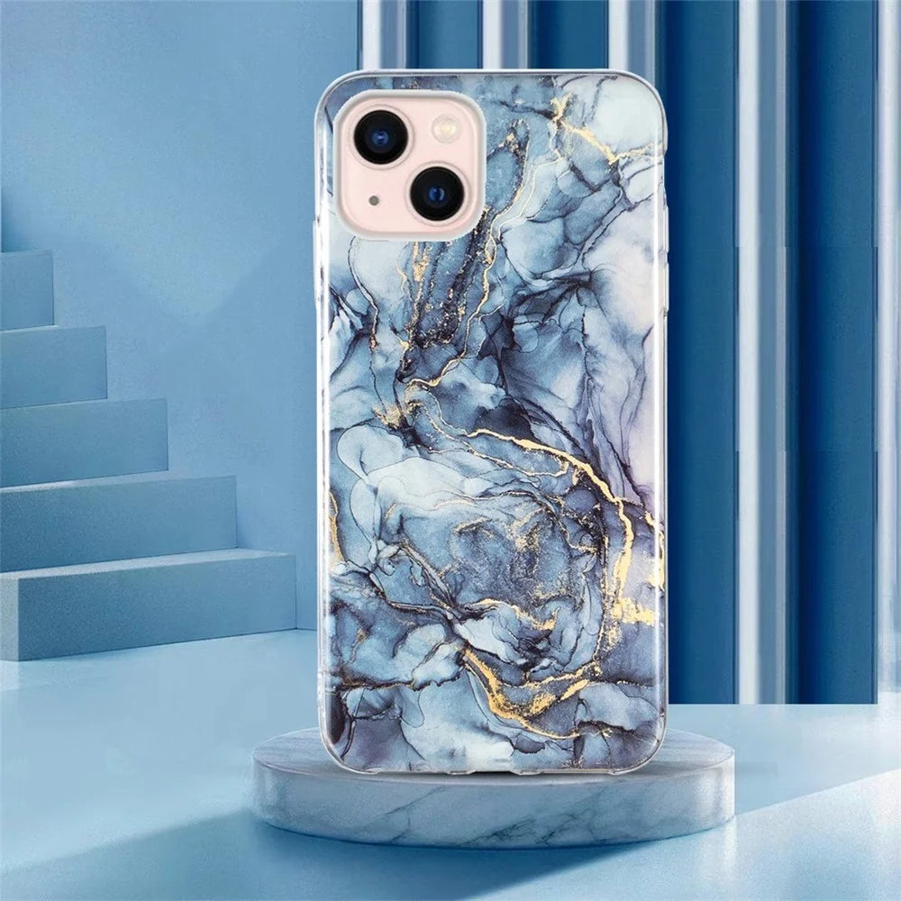 IMD Marble Pattern TPU Case for iPhone 14 6.1 inch, Wear-resistant Well-protected Cell Phone Cover - Grey - 4