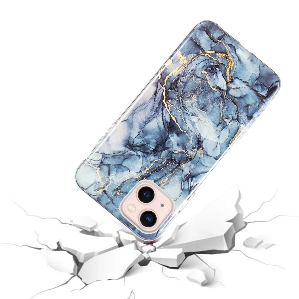 IMD Marble Pattern TPU Case for iPhone 14 6.1 inch, Wear-resistant Well-protected Cell Phone Cover - Grey - 5