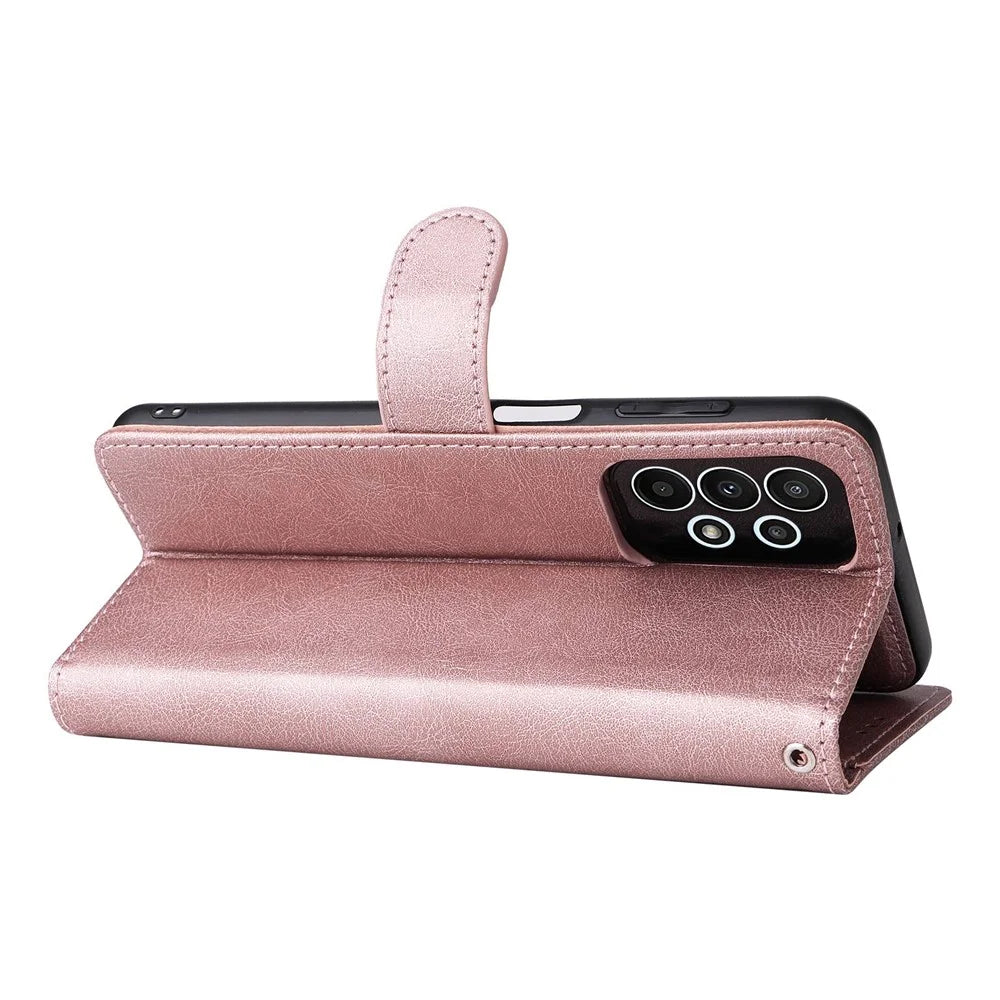 For Samsung Galaxy A23 5G (Global Version) / 4G KT Leather Series-3 Detachable Phone Case PU Leather Stand Wallet Folio Flip Cover with Strap - Rose Gold - 4