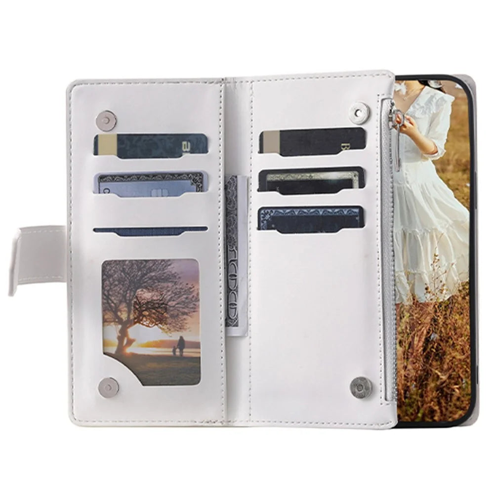 005 Style For Samsung Galaxy S20 FE 4G / 5G / S20 FE 2022 / S20 Lite, PU Leather Anti-scratch Rhombus Texture Phone Case Zipper Pocket Wallet Stand Cover with Lanyard / Strap - White - 2