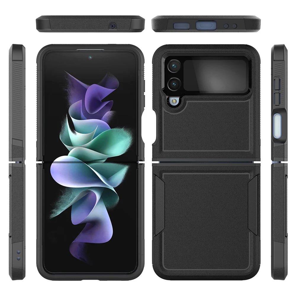 For Samsung Galaxy Z Flip4 5G Hard PC + Soft TPU Protective Phone Cover Anti-drop Hybrid Case - Black - 6