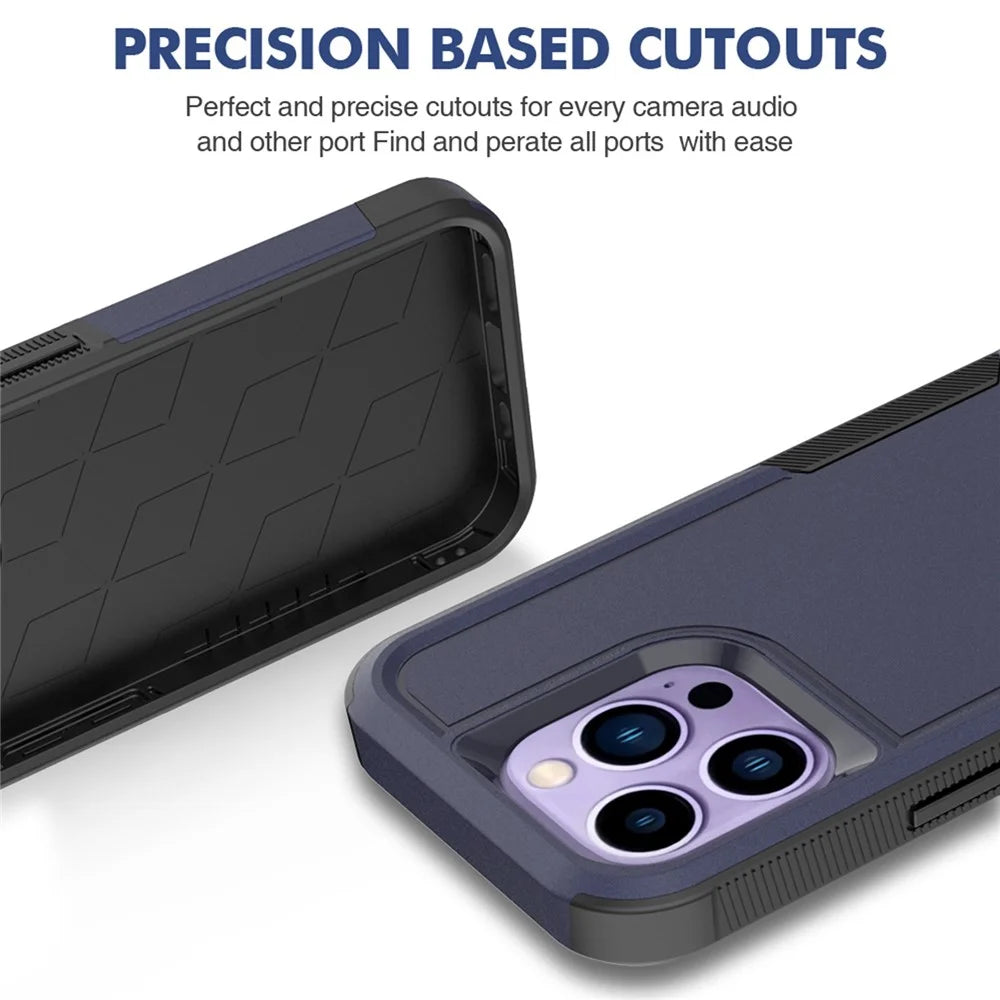 Smartphone Case for iPhone 14 Pro 6.1 inch, Drop Protection Raised Edge PC+TPU Mobile Phone Cover - Dark Blue - 2
