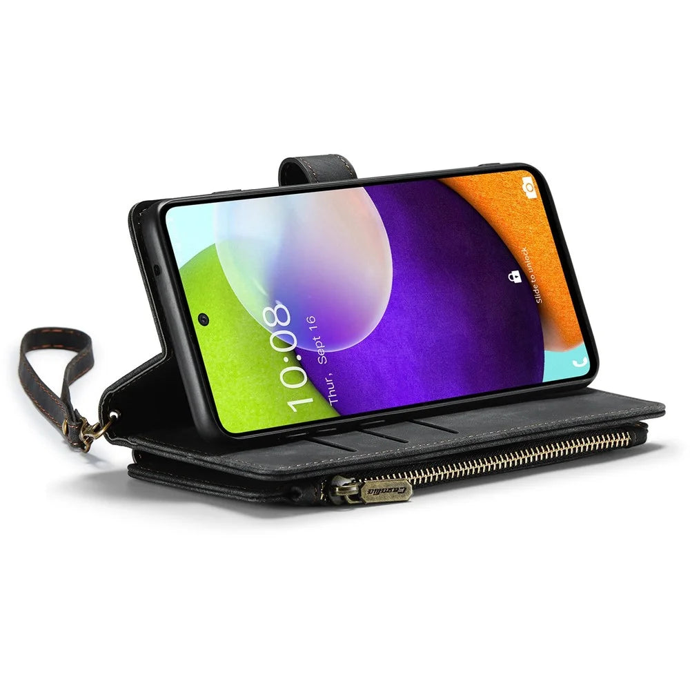 For Samsung Galaxy A52 4G / 5G / A52s 5G Phone Cases with Strap CASEME C30 Zipper Multiple Card Holder PU Leather Cover - Black - 2