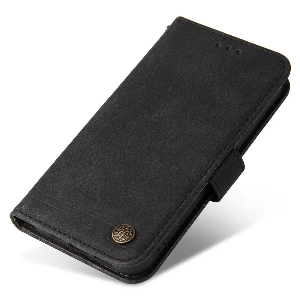 For iPhone 14 Pro Leather Wallet Cases Skin Touch Phone Cover Stand with Strap - Black - 7