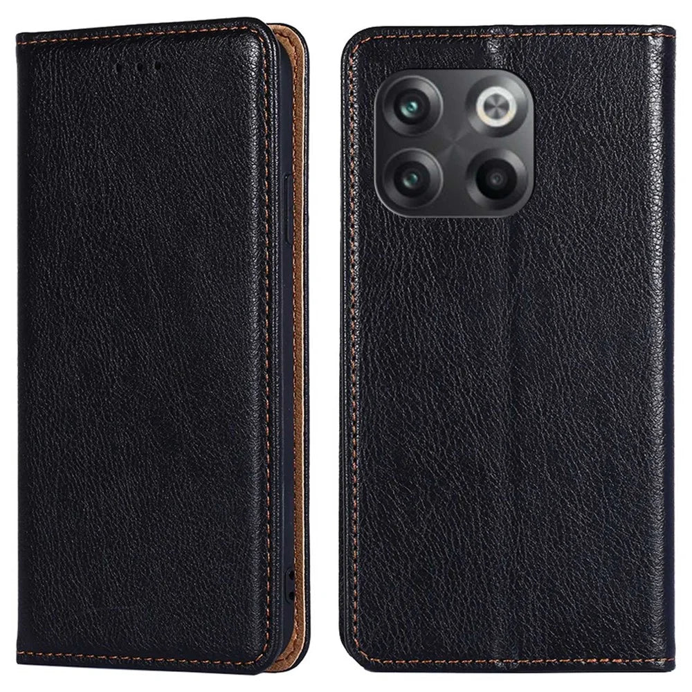 For OnePlus 10T 5G / Ace Pro 5G PU Leather Flip Folio Case Stand Magnetic Absorption Shockproof Wallet Cover - Black - 1