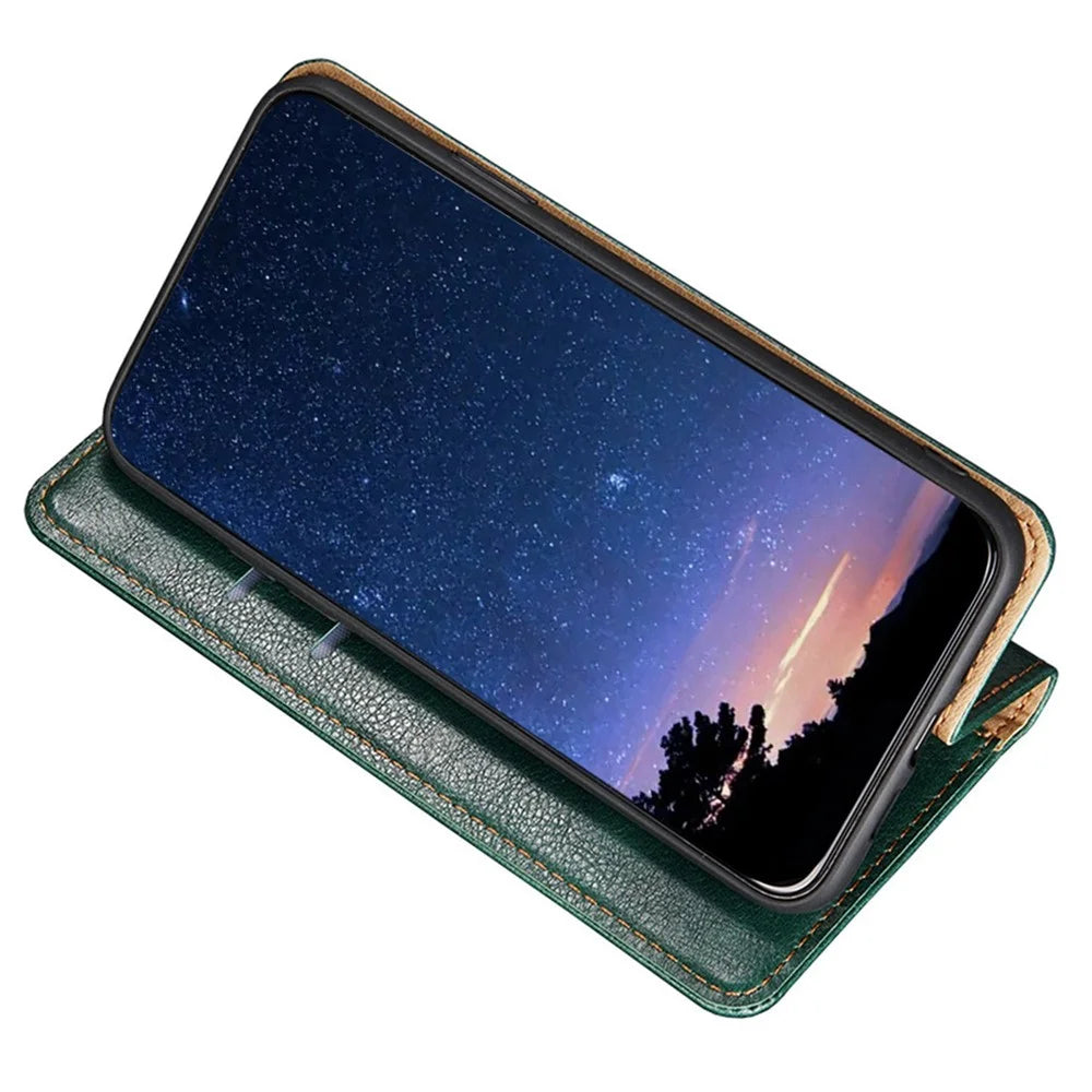 For OnePlus 10T 5G / Ace Pro 5G PU Leather Flip Folio Case Stand Magnetic Absorption Shockproof Wallet Cover - Black - 3