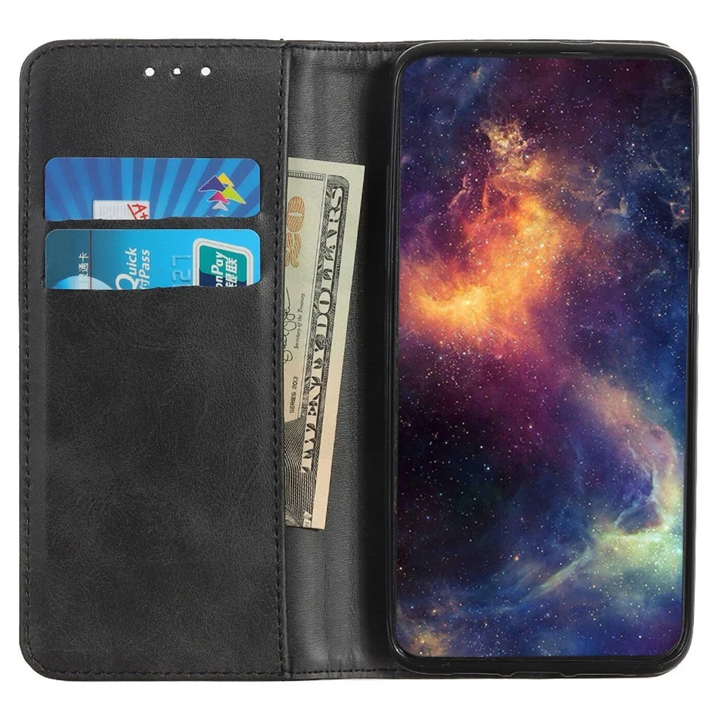 For Asus Zenfone 9 5G Magnetic Auto-absorbed Split Leather Phone Case Anti-drop Protection Stand Wallet Cover - Black - 2