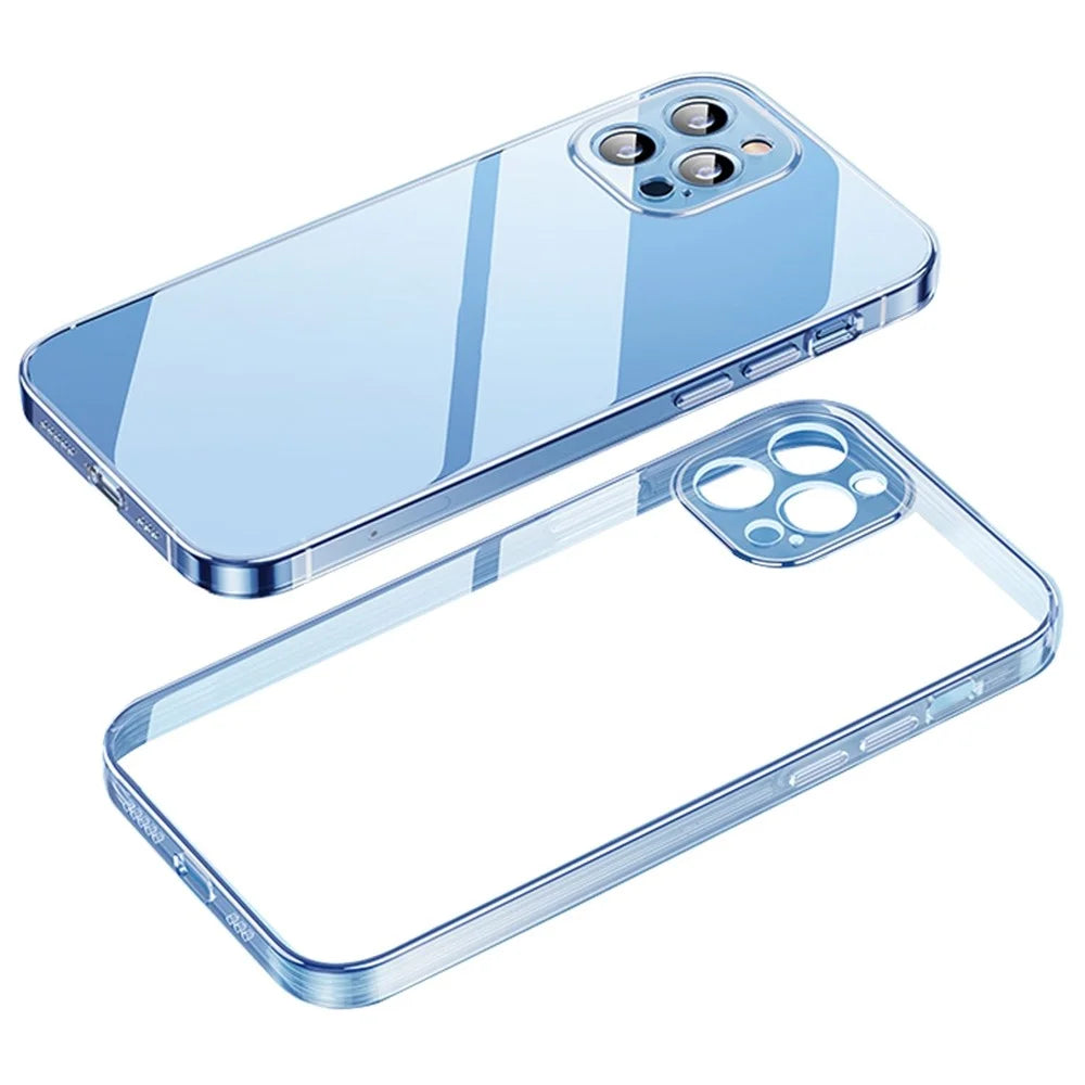 YOOBAO For iPhone 13 Pro 6.1 inch Straight Edge Silicone Case Anti-drop Electroplating Phone Cover - Baby Blue - 1