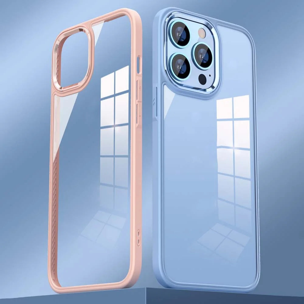 YOOBAO For iPhone 13 Pro 6.1 inch Transparent Acrylic + TPU Hybrid Case Anti-scratch Phone Cover with Metal Camera Lens Frame - Navy Blue - 2