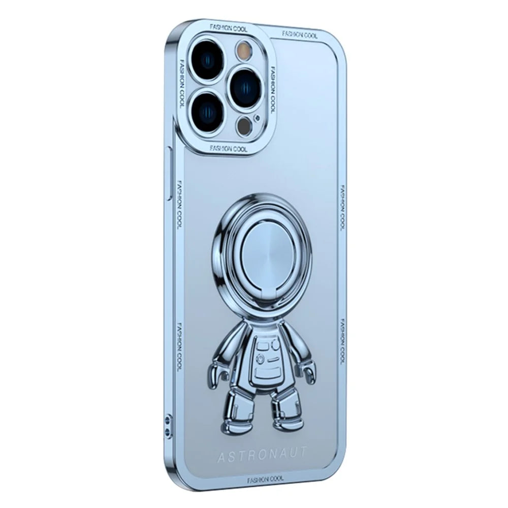YOOBAO TPU Phone Case For iPhone 13 Pro Max 6.7 inch Spaceman Design Electroplating Kickstand Anti-drop Cover with Car Mount Metal Sheet - Blue - 1