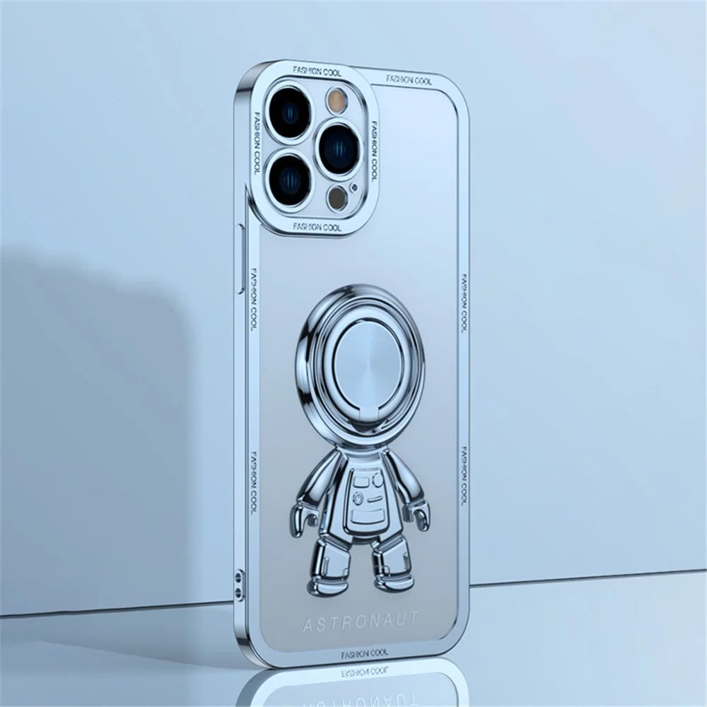 YOOBAO TPU Phone Case For iPhone 13 Pro Max 6.7 inch Spaceman Design Electroplating Kickstand Anti-drop Cover with Car Mount Metal Sheet - Blue - 2