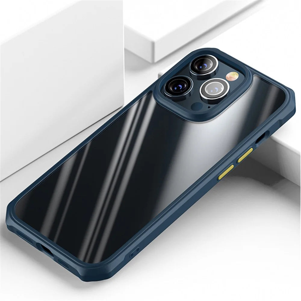 Full Protection Phone Case for iPhone 14 Plus TPU+Acrylic Anti-Fall Slim Cover Shockproof Phone Shell - Blue - 2