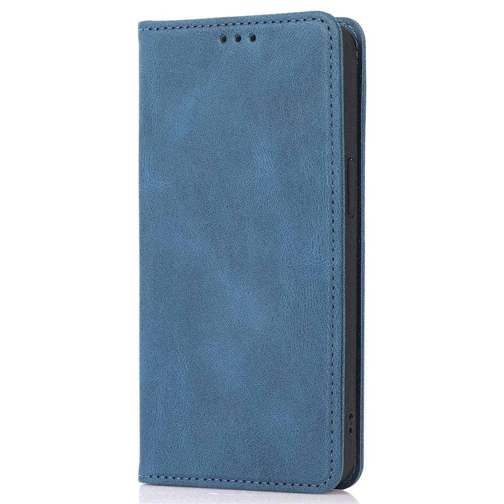 For iPhone 14 Pro 6.1 inch PU Leather Phone Case Shockproof Magnetic Adsorption Stand Wallet Shell - Blue - 6