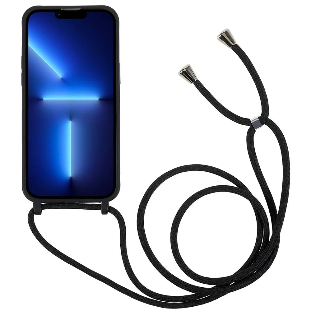 For iPhone 14 Pro 6.1 inch Integrated TPU Phone Case Anti-scratch Back Cover with Adjustable Lanyard - Black - 2